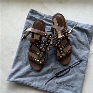 Brian Atwood Brown Studded Sandals